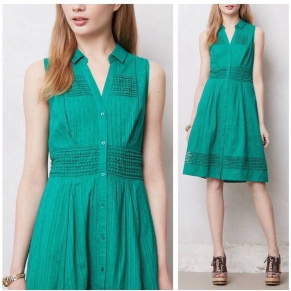 Anthropologie Maeve green midi crochet dress size 2